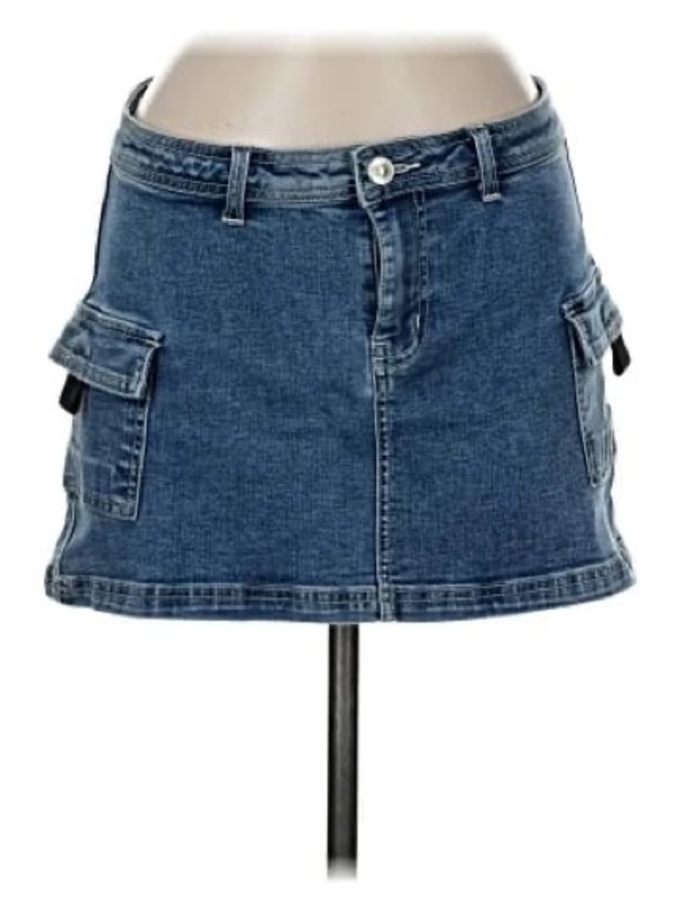 Princess Polly Blue Denim Mini Skirt with Cargo Pockets